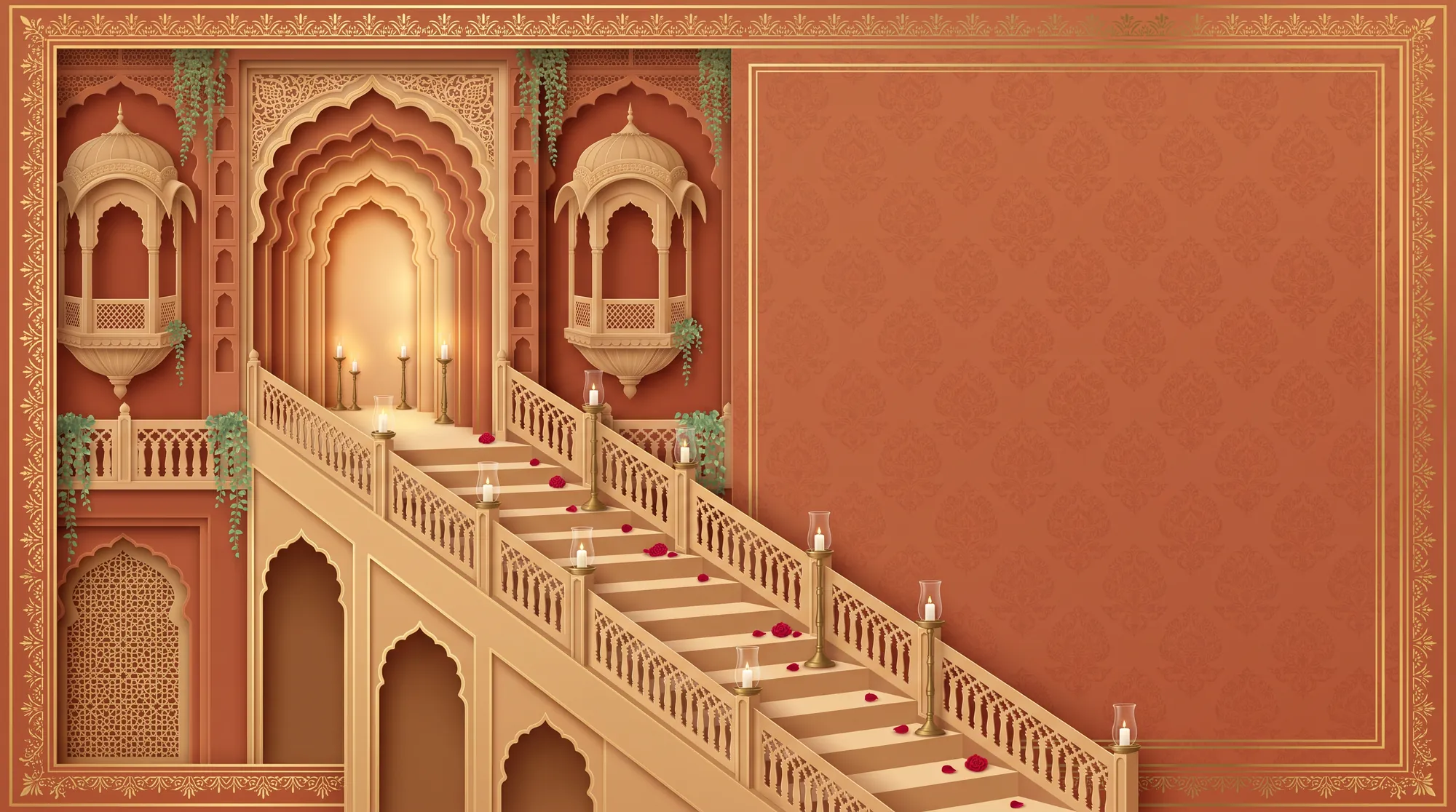Candle-lit haveli staircase